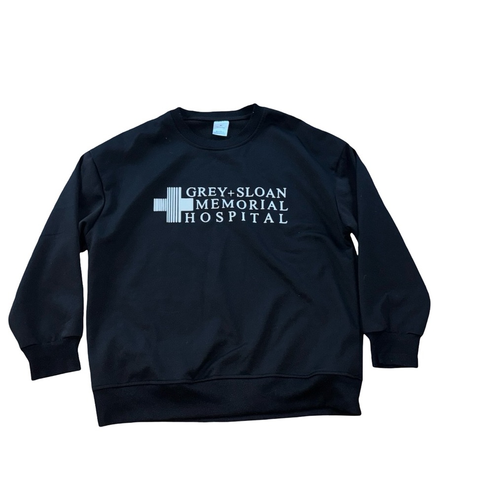 Grey's Anatomy Black Sweatshirt with White Grey-Sloan Memorial Hospital Logo